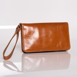 Hobo Brown Leather Wristlet Wallet